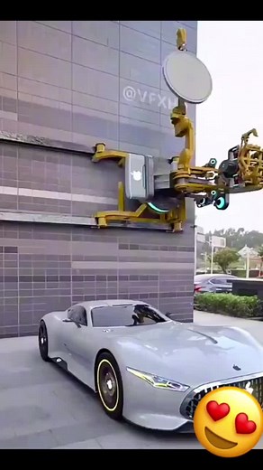 Futuristic Sports Car Interaction with Robotic Arm