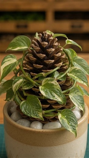 Pine Cone Pothos Arrangement 🌿