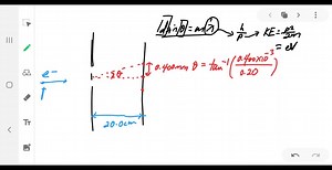 A modified oscilloscope is used to perform an elecW tron interference experiment. Electrons are incident on a pair of narrow slits 0.0600 μm apart. The bright bands in the interference pattern are separated by 0.400  mm on a screen 20.0  cm from the slits. Determine the potential difference through which the electrons were accelerated to give this pattern. | Numerade
