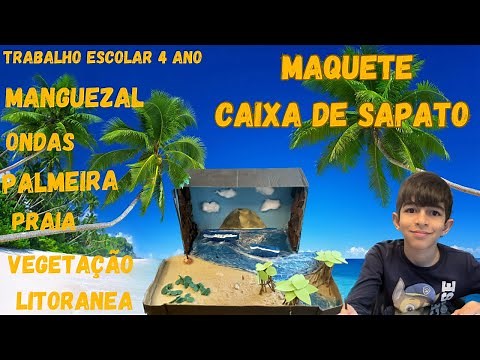 Maquete Praia Vegetação Litorânea na caixa de Sapato! Ondas! Palmeira Realista! Mangue!