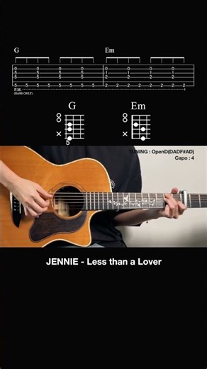 JENNIE - Less than a Lover l Guitar Tutorial (TAB + Chords) #guitar #cover #tutorial #kpop #jennie