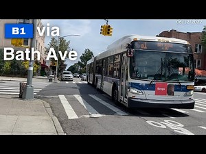 ᴴᴰ MTA NYC Bus: Articulated B1 Buses running along Bath Avenue in Brooklyn