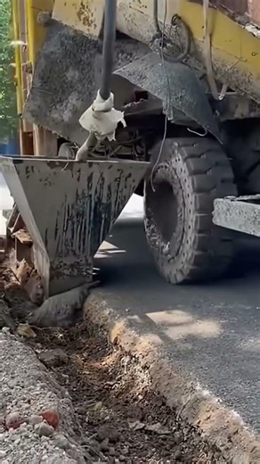The process of casting and repairing damaged roads