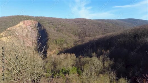 A quarry in the Fruska Gora National Park in Serbia. Abandoned Rock Quarry "Debeli cer" in Fruska Gora from Serbia