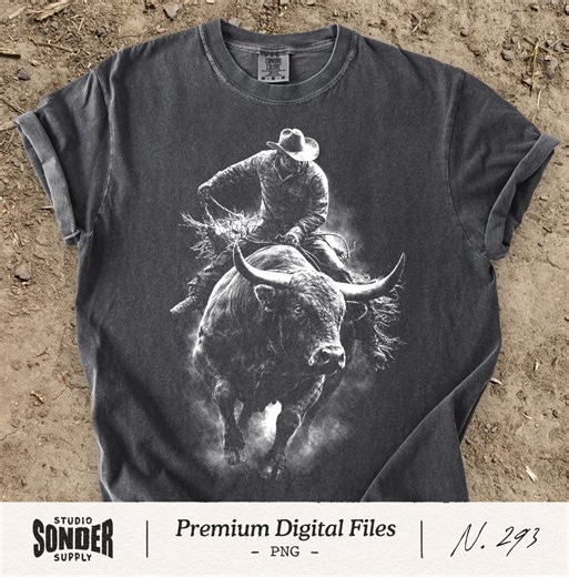 Rodeo Bull Rider PNG, Cowboy Riding Bull Halftone Graphic, Western Ranch Action Art, Vintage Country Shirt Design, Bull Riding Illustration - Etsy