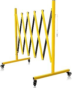 Metal Expandable Barricade, 11 Feet Retractable Fence Outdoor, Mobile Safety Barrier Gate, Easily Assembled Expanding Gate with Casters, Collapsible Accordion Barricade Gate Outdoor (11 FT)