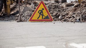 Footage Road Construction Signtriangle Yellow Red Stock Footage Video (100% Royalty-free) 1026130829 | Shutterstock