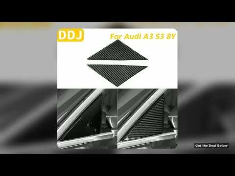 For Audi A3 S3 8Y 2021 2025 Carbon Fiber External Door Triangular Window A pillar Panel Cover Decora