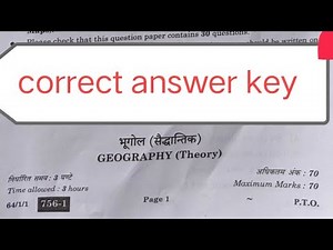 Geography answer key 2025 /set 3/ class 12 geography paper solution 2025 / cbse board 2025 /64/1/4