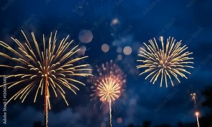 background fireworks in night sky. Firework sparkler