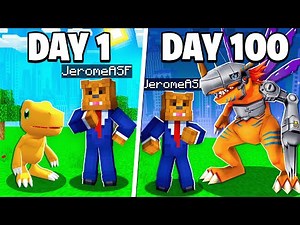 I Survived 100 Days In Minecraft Digimon