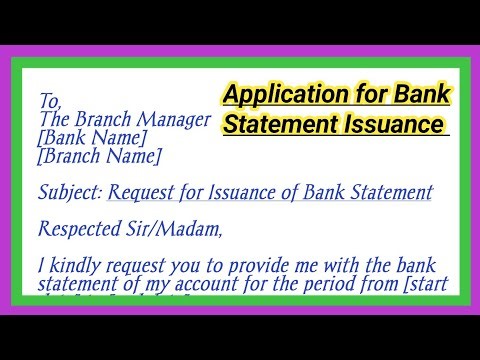 Application for Bank Statement | bank statement request letter | how to write Application