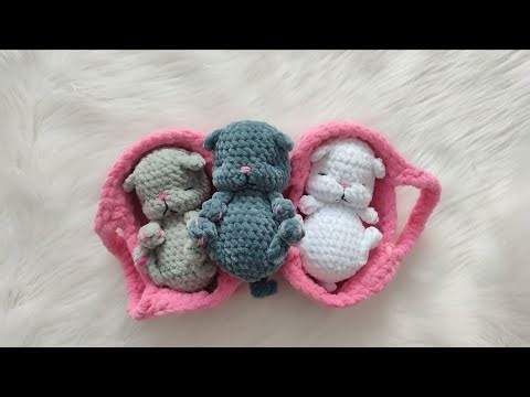 Crochet free tutorial sleeping kitten in the cradle