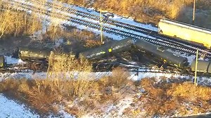 2 tanker train cars fall onto side after 8 derail in Linden, New Jersey