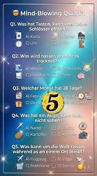 🧠 Mind-Blowing Quiz #1 | Schaffst du alle 5 Fragen? 🤯