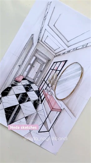 How to draw architectural sketch?!🩷#shorts