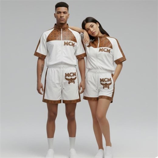 Luxury MCM Leather Tracksuit Set: Designer 2-piece Short Suit - Etsy