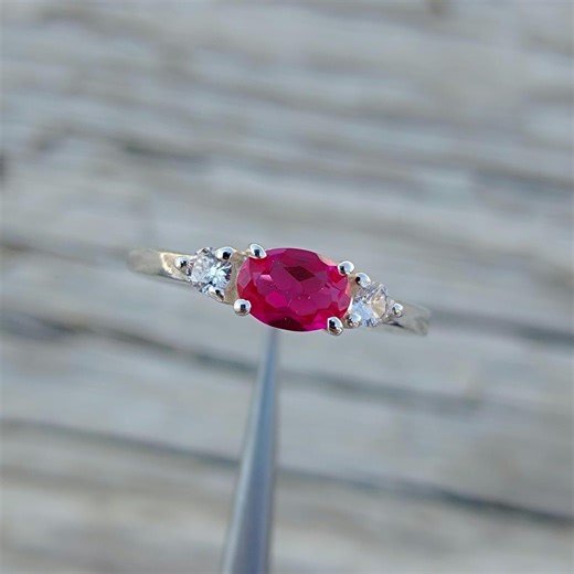 Genuine Oval Ruby Ring, Halo Ring, 925 Sterling Silver Gemstone Ring, Red Ruby Ring, July Birthstone. - Etsy