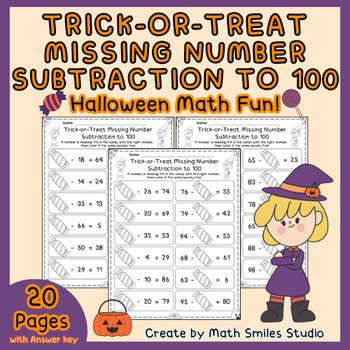 Trick-or-Treat Missing Number Subtraction to 100 | Halloween Math Fun 2nd Grade