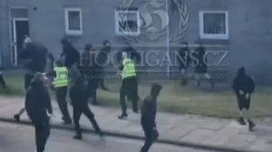 Shocking moment Aberdeen & Motherwell fans clash in violent street brawl