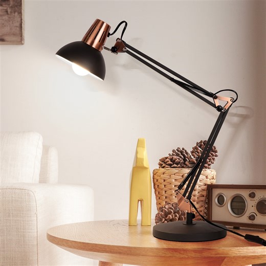 2-in-1 Industrial Swing Arm Clamp-On Desk Lamp, Adjustable Metal Task Light,Architect Drafting table Lamp for Home Office, Study, Workbench(No Bulbs)