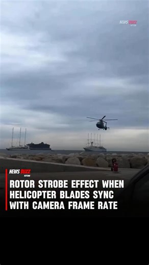News Buzz Hotline on Instagram: "A helicopter rotor strobe effect stunned viewers when spinning blades appeared frozen or bending mid air on camera. The illusion occurs when rotor speed closely matches a camera frame rate or shutter timing. Each frame captures blades at nearly the same position, tricking the eye into seeing stillness or reverse motion . . . 🎥: DM for credit . . . . Follow @newsbuzzhotline for more . . . . #dailynews #helicopter #aviation #trendingnews #instagram explore foryou"
