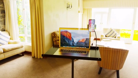 FOUR UNCLES Projector Tripod Stand, 23 to 63 Inch Laptop Tripod Adjustable Height, Portable Projector Stand for Outdoor Movies, DJ Racks Mount with Gooseneck Phone Holder, Apply to Stage or Studio