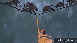 Tarzan saves Jane from baboons - Tarzan (1999) on Make a GIF