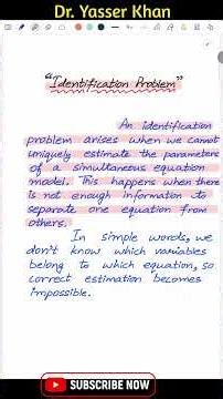 Identification Problem | Econometrics | Advanced Econometrics | ILS | OLS | Gauss Markov | Economics