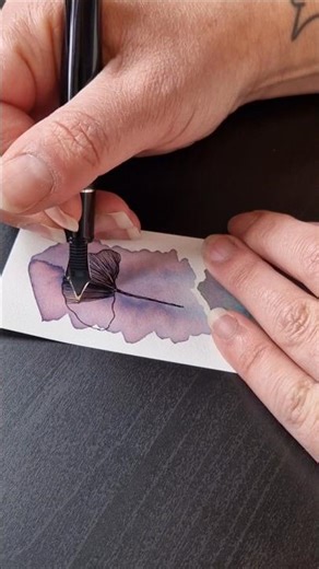 Ginko leaf drawing on Colorverse ink swatches | fountain pen