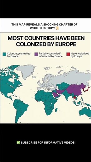 Which countries were colonized by European powers! #map #ytshorts