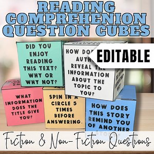 Reading Comprehension Question Cubes, Reading Comprehension Tool, Reading Game