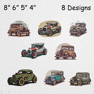 Vintage Old Cars Embroidery Set - Classic Cars Machine File - Classic Sedan Cars Pattern - 8 Designs 4 Sizes - Etsy