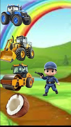 Rounding cut coconuts to Alto, Rollar, Jcb & Tractor - Vehicles names magic video