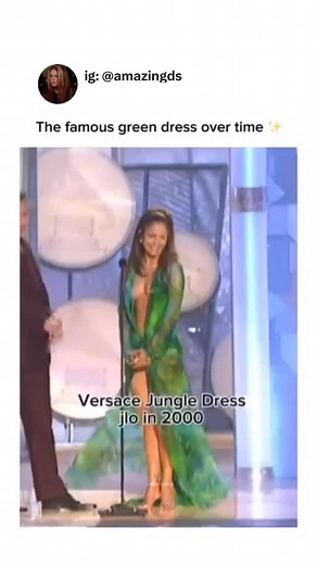 amazingds on Instagram: "Let’s talk about one of the most iconic moments in fashion history: Jennifer Lopez’s green Versace dress. 🌿✨ When JLo stepped onto the red carpet at the 2000 Grammy Awards wearing that plunging jungle-print dress, the world stopped—and pop culture changed forever. This wasn’t just a dress; it was a moment that redefined red carpet fashion and cemented JLo as a global style icon. Designed by Donatella Versace, the dress featured a bold tropical pattern, daring sheer fabr