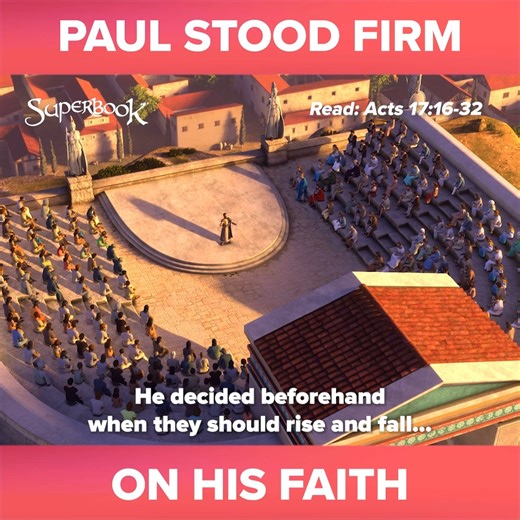 Though many in Athens rejected his message, Paul stayed faithful in proclaiming Jesus! 🙌🏻🙌🏻🙌🏻 . . . . . SUPERBOOK Bringing Bible Stories and Jesus' love to kids everywhere Series App Academy Outreach | Superbook