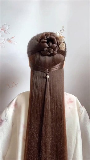 Elegant Floral Bun Hairstyle 🌸 Easy Princess Hair Tutorial for Long Hair 💖👑
