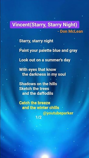 Vincent (Starry, Starry Night) ~ Don McLean ✨️ 별이 빛나는 밤