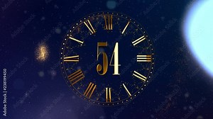 New Year countdown. 2D animation counting minutes on a clock. Rotating clock. Dark Blue color. Magic animation for your main party of the year