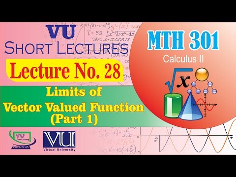 MTH301 Short Lecture 28 (Part 1) | Limits of Vector Valued Functions| Calculus 2 | VU Smart Learning