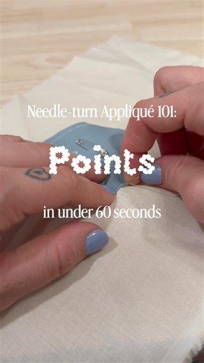 it’s all in the stitch | appliqué patterns & kits on Instagram: "Another highly requested tutorial - how to do points! Slow, small stitches are going to help the most in areas like this! Use your needle to tuck that seam allowance in and trim when necessary (but not too much or you’ll get fraying!!). The tip I personally find most helpful is tugging on the thread while tucking the next portion of seam allowance under - this was the game-changer for me on curves and points. 🙂‍↕️"