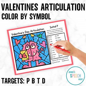 Valentine's Day Articulation Color By Code: P, B, T, D