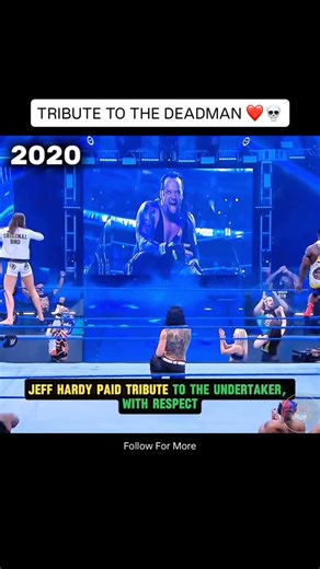 WWE HUB on Instagram: "•Jeff Hardy honoring the legacy of The Undertaker ❤️ In a ring full of superstars, one man paused. No words, no music — just a silent salute as Jeff Hardy placed his hand on the screen, honoring the legacy of The Undertaker. This wasn’t a performance, this was respect. Because legends don’t say goodbye… they are acknowledged forever…!! ❤️ #JeffHardy #TheUndertaker #Deadman #WWESmackDown #wwe All property of wwe"