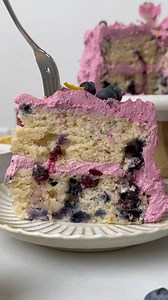 3.3K views · 42 reactions | This moist and fluffy vegan lemon blueberry cake is bursting with fresh blueberries and zesty bright lemon flavor, and is so easy to make in just one bowl! With a vibrant, lush blueberry buttercream made with real blueberries, this blueberry lemon cake is a favorite layer cake! | The Banana Diaries | Facebook