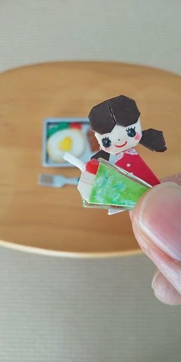 ミニチュア折り紙カフェ【目玉焼き&ハンバーグ】Origami cooking