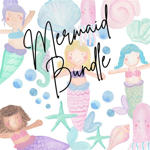 Watercolor Mermaid Clipart Bundle, Ocean Animals PNG, Hand Painted Sea Creatures (digital Download) - Etsy