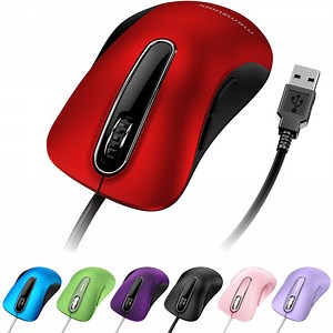Wired Mouse, USB-A Wired , 1200 DPI Optical Tracking, 5 Buttons,Ergonomic Cord Mouse for PC/Mac/Laptop-Red