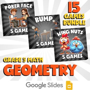 15 No Prep Math Games Bundle B - Geometry - Grade 5 Review Activity
