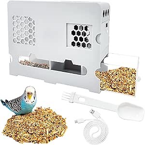 Bird Feed Shell Blowing Machine,No Assembly Required Husk Remover Wind Sheller Bird Seed Cleaner Machine, With Adjustable Speed Fan、intelligent Digital Display、rechargeable and Washable Quick Shelling