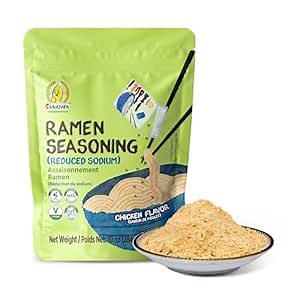 SUNGIVEN Chicken Instant Ramen Seasoning Powder, Vegan, Less Salt- Premium Instant Noodle Soup Powder, Ramen Toppings - 10 oz